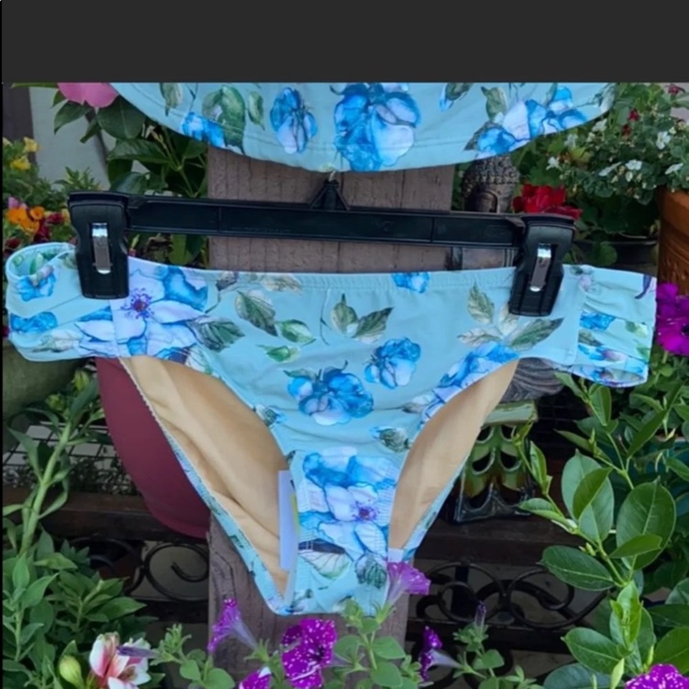 New Alex Marie Blue & Green Floral 2 Piece Tankini Swimsuit *Top 16, Bottoms 12* - Picture 9 of 13